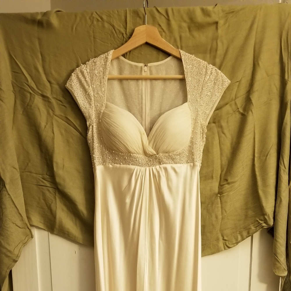 Ivory Column Style Silk Beaded Gown